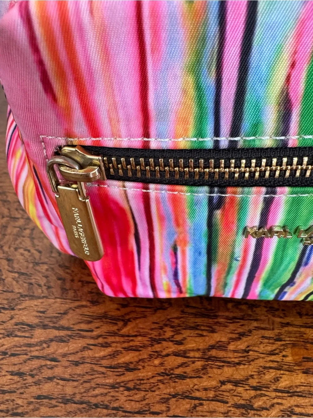 NWOT Karl Lagerfeld Paris Amour Rainbow Stripe Mini Backpack
